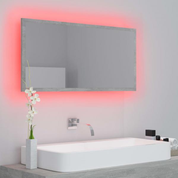 LED-Badspiegel Betongrau 90x8,5x37 cm Acryl