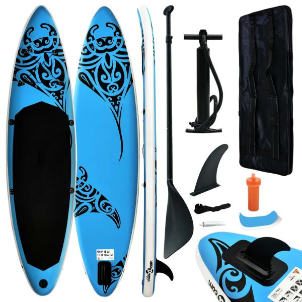 ARDEBO.de - Aufblasbares Stand Up Paddle Board Set 305x76x15 cm Blau