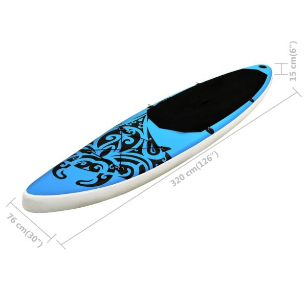 SUP-Board-Set Aufblasbar 320x76x15 cm Blau