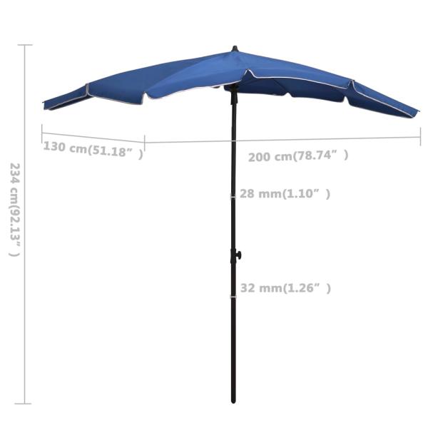 ARDEBO.de - Sonnenschirm mit Mast 200x130 cm Azurblau