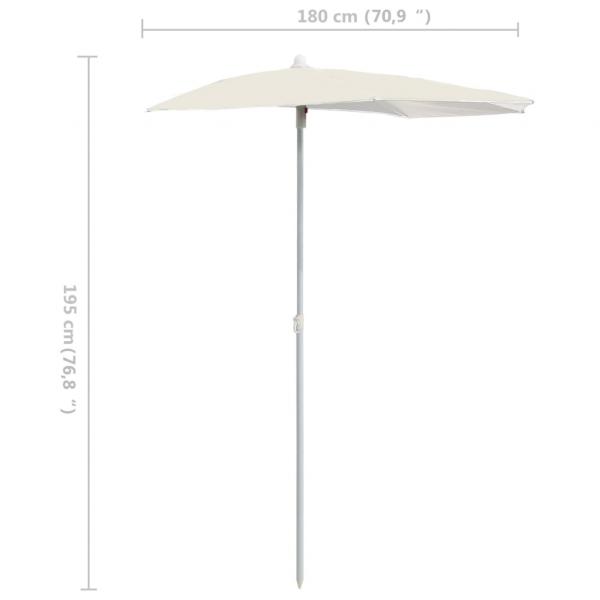 Halb-Sonnenschirm mit Mast 180x90 cm Sandfarben