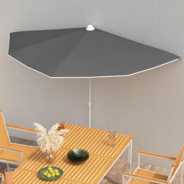 ARDEBO.de - Halb-Sonnenschirm mit Mast 180x90 cm Anthrazit