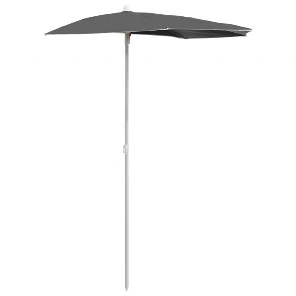 Halb-Sonnenschirm mit Mast 180x90 cm Anthrazit