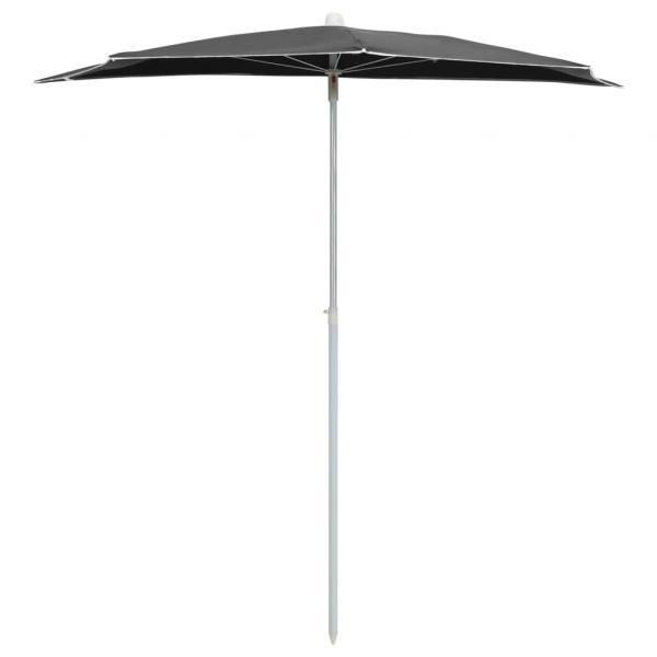 Halb-Sonnenschirm mit Mast 180x90 cm Anthrazit