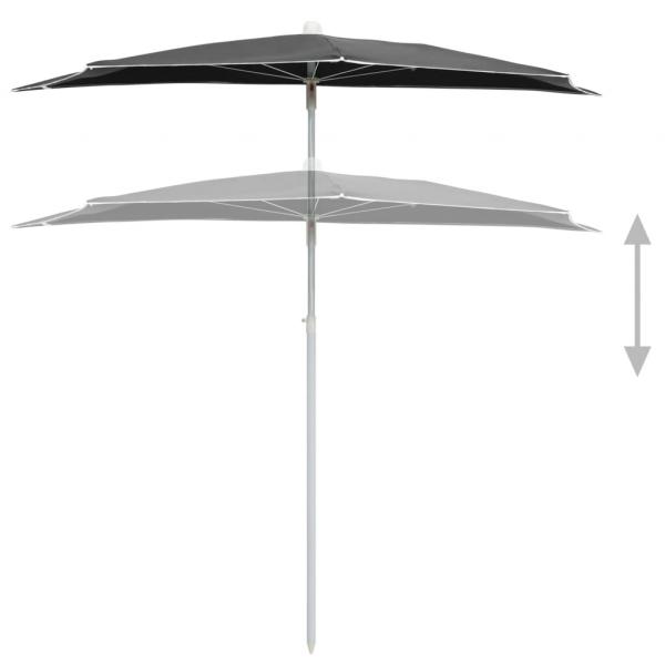 Halb-Sonnenschirm mit Mast 180x90 cm Anthrazit