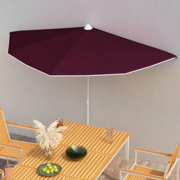 ARDEBO.de - Halb-Sonnenschirm mit Mast 180x90 cm Bordeauxrot