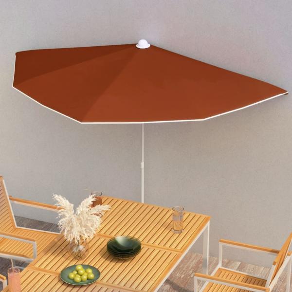 ARDEBO.de - Halb-Sonnenschirm mit Mast 180x90 cm Terracotta-Rot