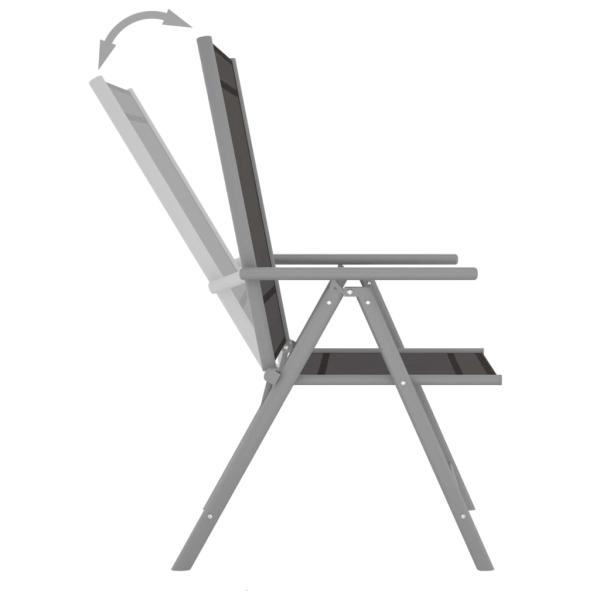 5-tlg. Garten-Essgruppe Aluminium Silbern und Schwarz