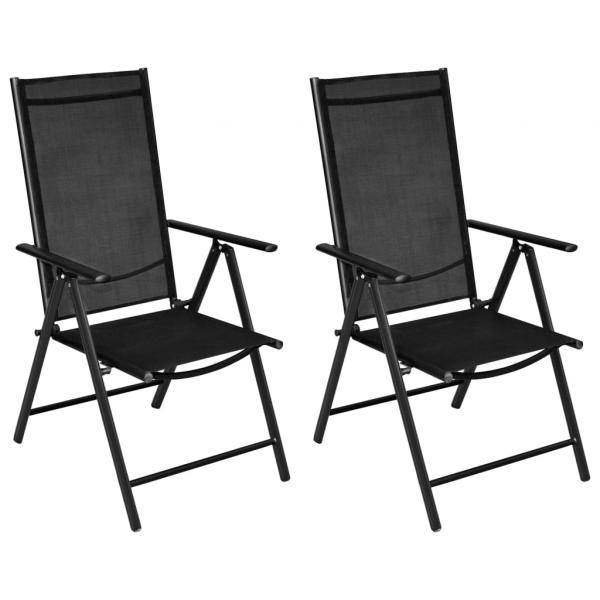 3-tlg. Bistro-Set Aluminium und Textilene Schwarz