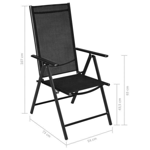 3-tlg. Bistro-Set Aluminium und Textilene Schwarz