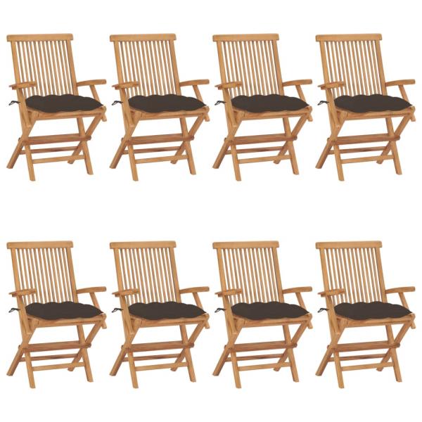 ARDEBO.de - Gartenstühle mit Taupe Kissen 8 Stk. Massivholz Teak