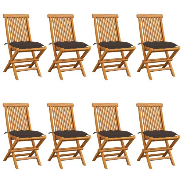 ARDEBO.de - Gartenstühle mit Taupe Kissen 8 Stk. Massivholz Teak