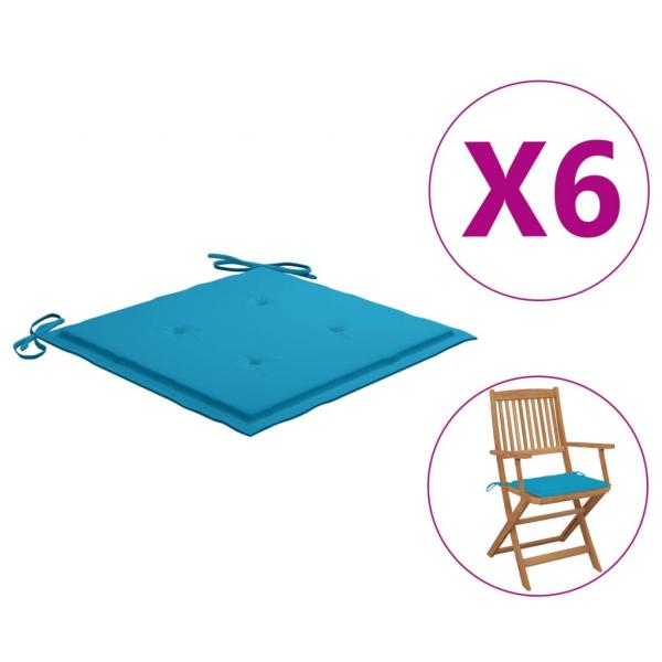 Gartenstuhl-Kissen 6 Stk. Blau 40x40x3 cm Oxford-Gewebe