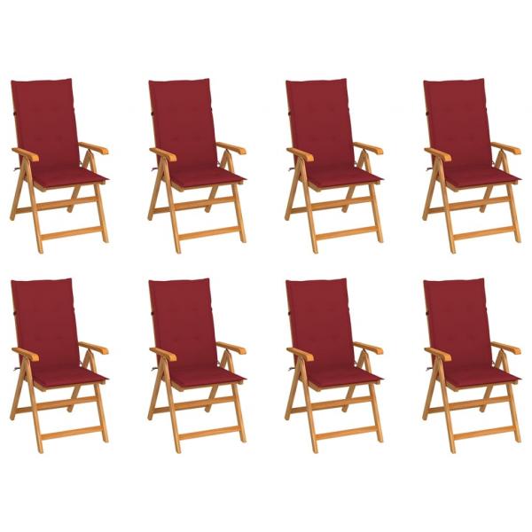 ARDEBO.de - Verstellbare Gartenstühle mit Auflagen 8 Stk. Massivholz Teak