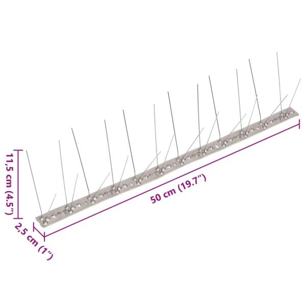 20-tlg. Taubenabwehr Spikes-Set Edelstahl 10 m 4-reihig