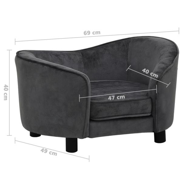 Hundesofa Dunkelgrau 69x49x40 cm Plüsch   