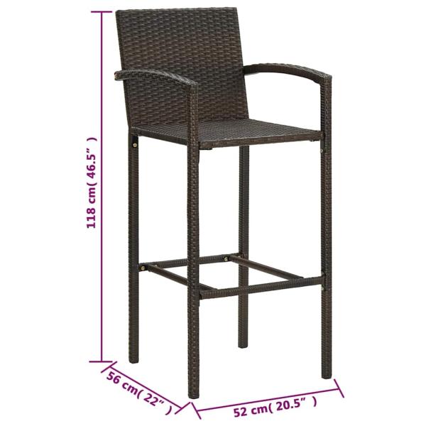5-tlg. Gartenbar-Set Poly Rattan Braun