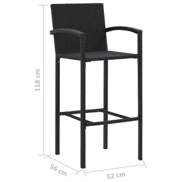 5-tlg. Gartenbar-Set Poly Rattan Schwarz