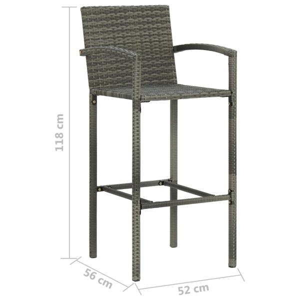 5-tlg. Gartenbar-Set Poly Rattan Grau