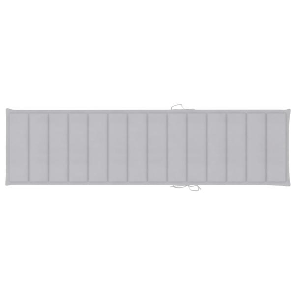 Sonnenliegen 2 Stk. mit Auflagen Grau Massivholz Teak