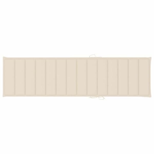 Sonnenliegen 2 Stk. mit Creme Auflagen Massivholz Teak