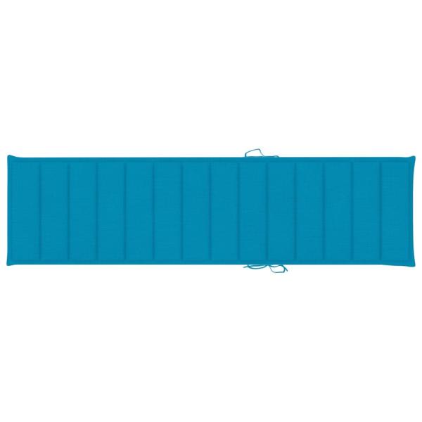 Sonnenliegen 2 Stk. mit Auflagen Blau Massivholz Teak