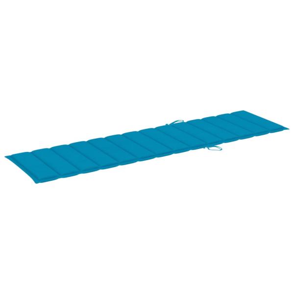 Sonnenliegen 2 Stk. mit Auflagen Blau Massivholz Teak