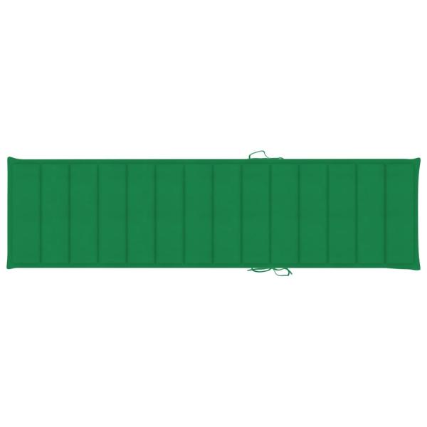 Sonnenliegen 2 Stk. mit Auflagen Grün Massivholz Teak