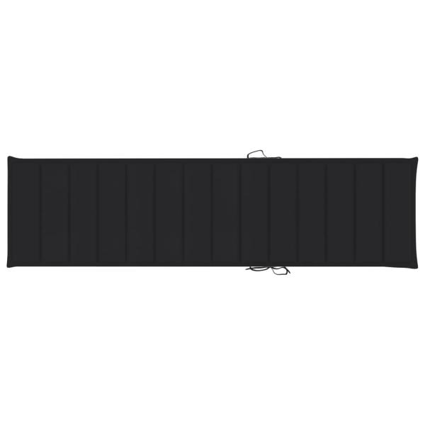 Sonnenliegen 2 Stk. mit Auflagen Schwarz Massivholz Teak