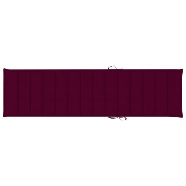 Sonnenliegen 2 Stk. mit Auflagen Weinrot Massivholz Teak