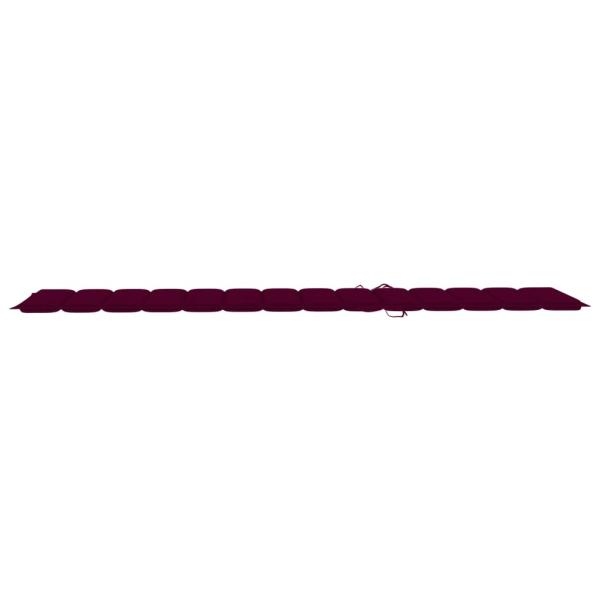 Sonnenliegen 2 Stk. mit Auflagen Weinrot Massivholz Teak