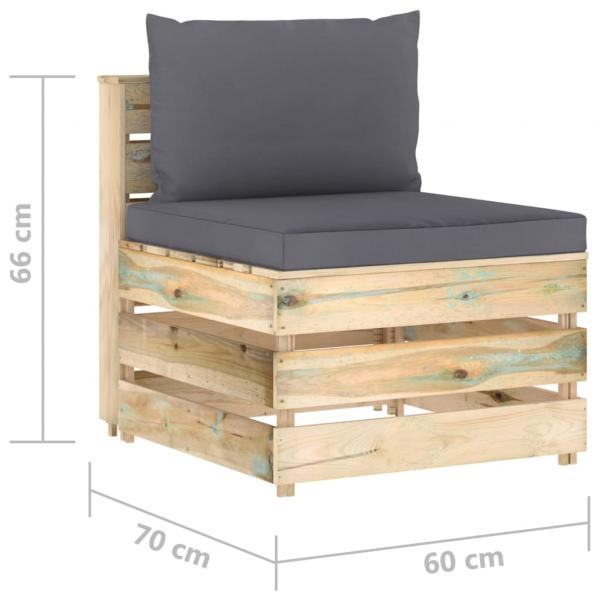 Modulares Mittelsofa mit Kissen Grün Imprägniertes Holz
