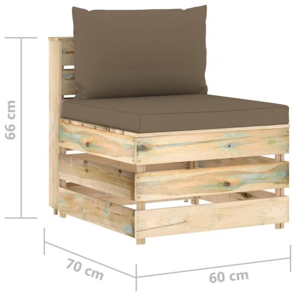Modulares Mittelsofa mit Kissen Grün Imprägniertes Holz