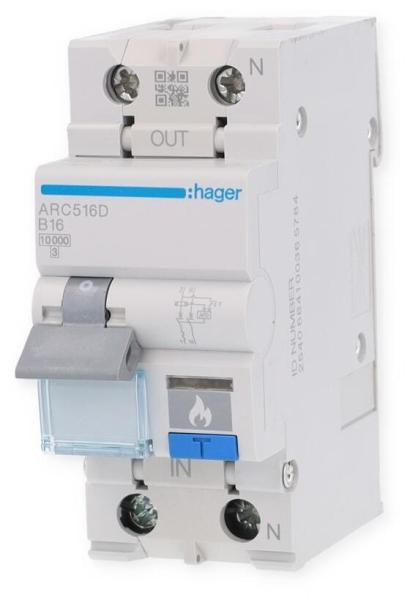 ARDEBO.de Hager ARC516D Fehlerlichtbogen-Schutzeinrichtung AFDD mit LS-Schalter 1P+N 10kA B-16A 2M