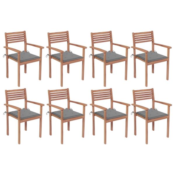 ARDEBO.de - Stapelbare Gartenstühle mit Kissen 8 Stk. Massivholz Teak