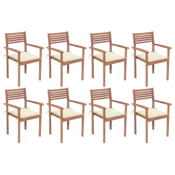ARDEBO.de - Stapelbare Gartenstühle mit Kissen 8 Stk. Massivholz Teak