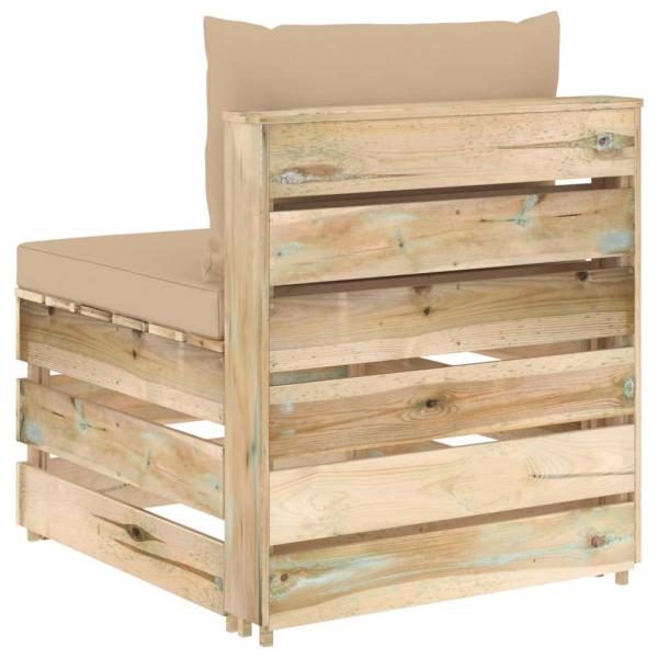 Modulares Mittelsofa mit Kissen Grün Imprägniertes Holz