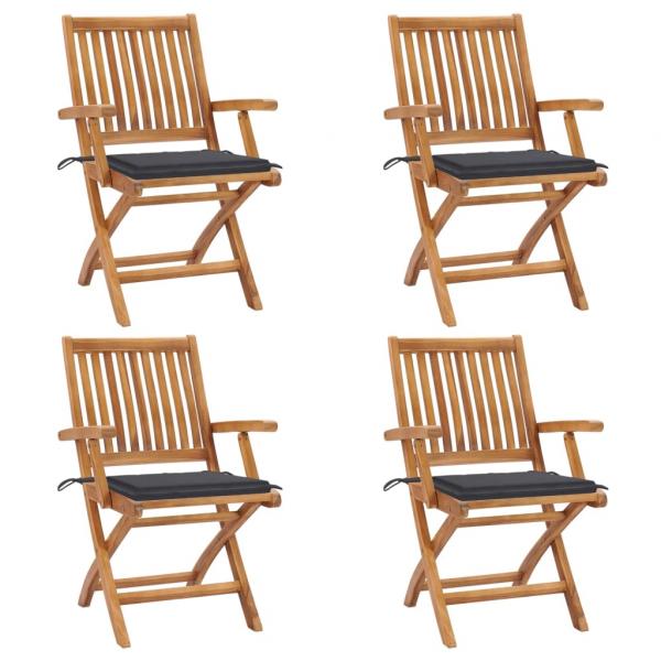 ARDEBO.de - Klappbare Gartenstühle mit Kissen 4 Stk. Massivholz Teak