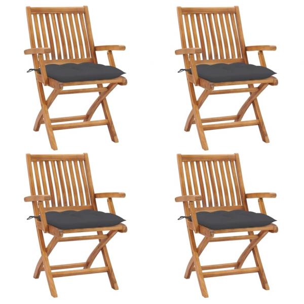 ARDEBO.de - Klappbare Gartenstühle mit Kissen 4 Stk. Massivholz Teak