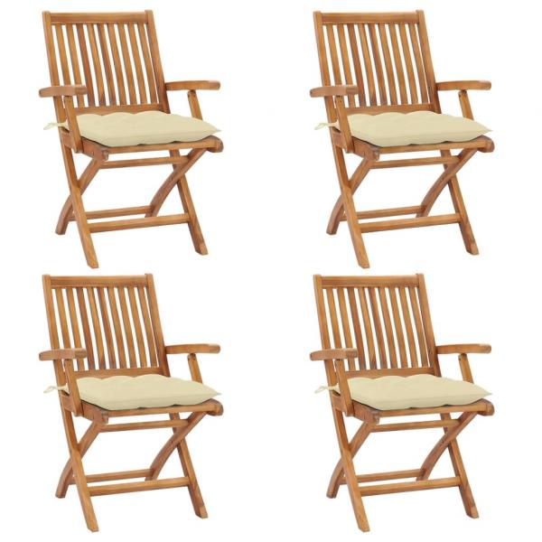 ARDEBO.de - Klappbare Gartenstühle mit Kissen 4 Stk. Massivholz Teak