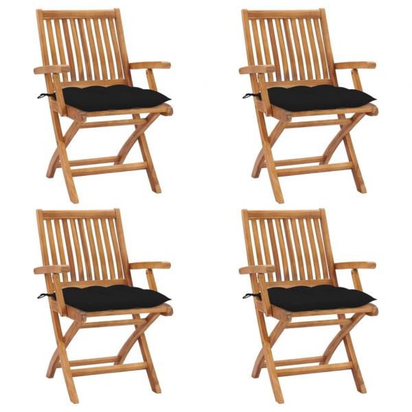ARDEBO.de - Klappbare Gartenstühle mit Kissen 4 Stk. Massivholz Teak