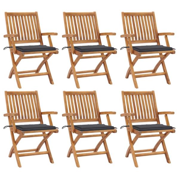 ARDEBO.de - Klappbare Gartenstühle mit Kissen 6 Stk. Massivholz Teak