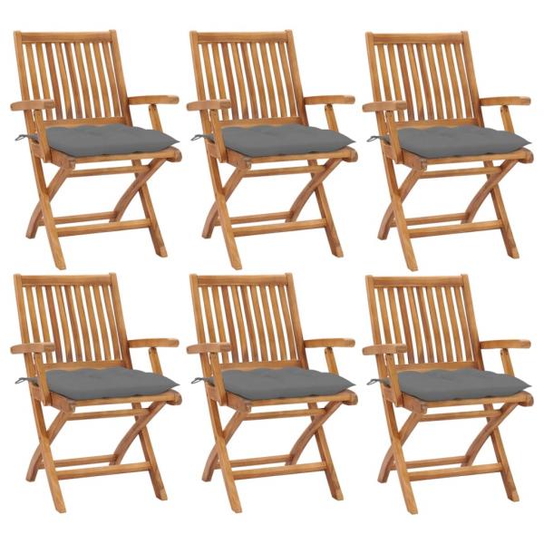 ARDEBO.de - Klappbare Gartenstühle mit Kissen 6 Stk. Massivholz Teak
