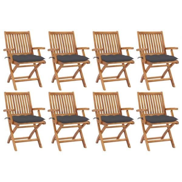 ARDEBO.de - Klappbare Gartenstühle mit Kissen 8 Stk. Massivholz Teak