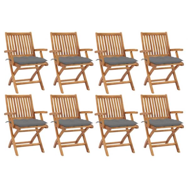 ARDEBO.de - Klappbare Gartenstühle mit Kissen 8 Stk. Massivholz Teak