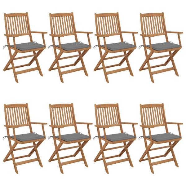 ARDEBO.de - Klappbare Gartenstühle 8 Stk. mit Kissen Massivholz Akazie