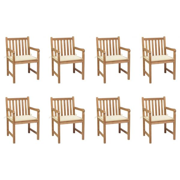 ARDEBO.de - Gartenstühle 8 Stk. mit Creme Kissen Massivholz Teak