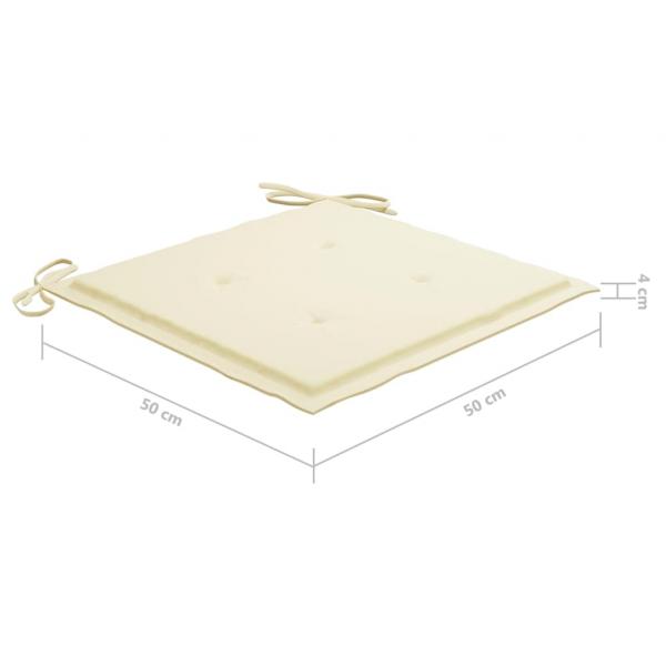 Gartenstühle 8 Stk. mit Creme Kissen Massivholz Teak