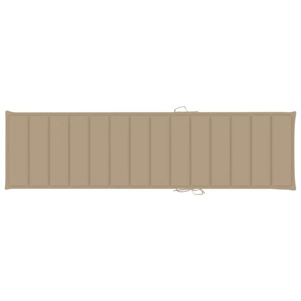 Sonnenliegen 2 Stk. mit Auflagen Beige Massivholz Teak