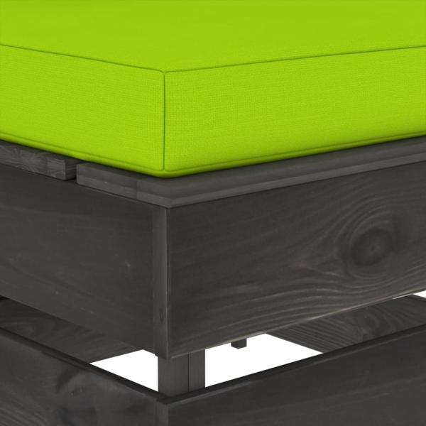 Modulares Mittelsofa mit Kissen Grau Imprägniertes Holz
